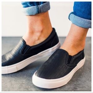 Black pin hold slip on sneakers brand new !!